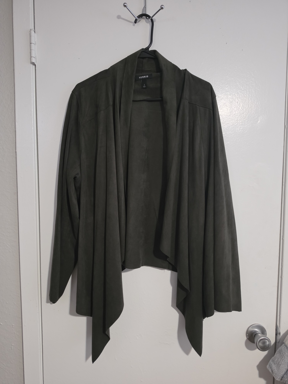 TORRID Olive Draped Open Front Jacket